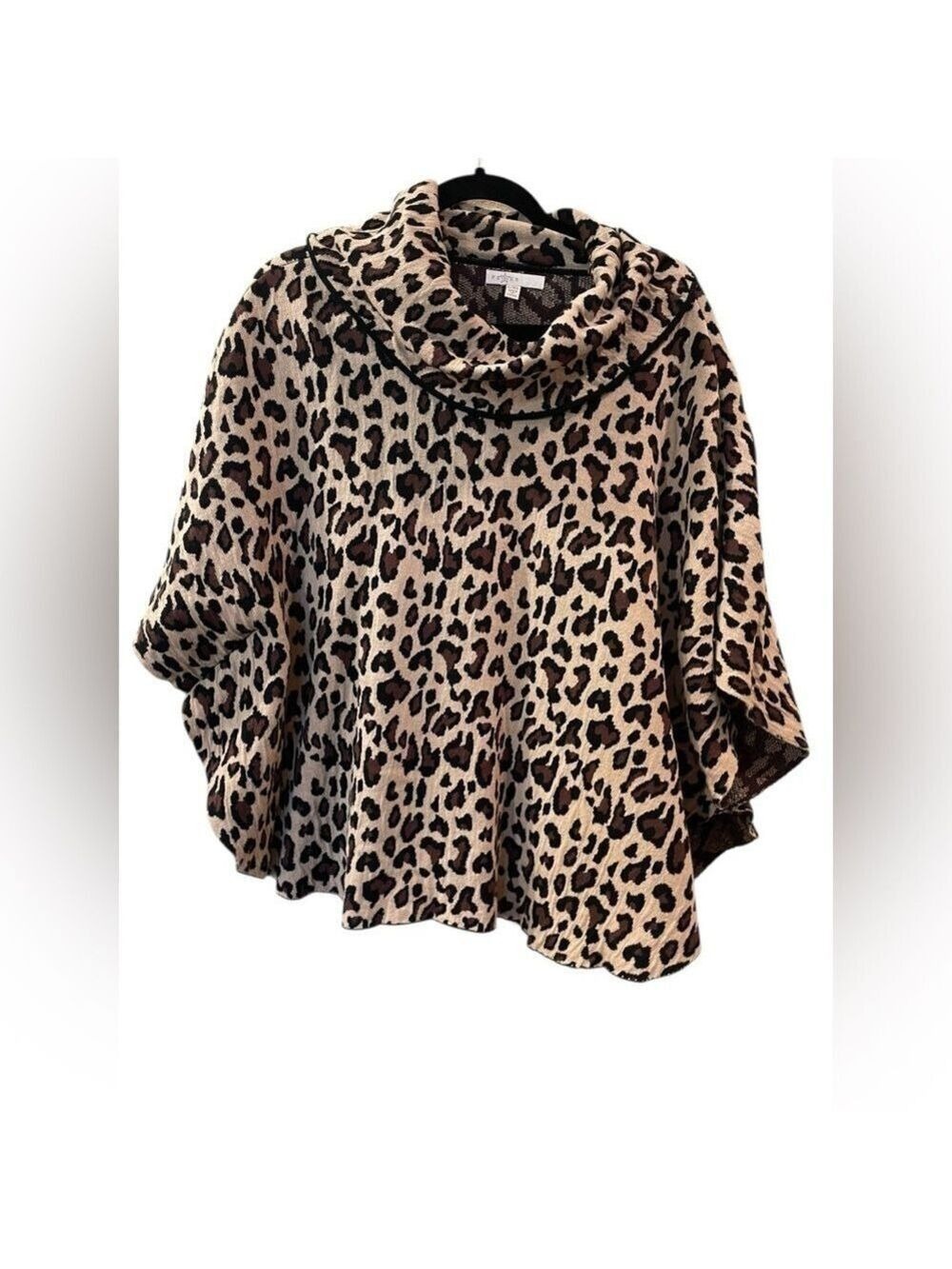 Fever Women’s Leopard Print Cowlneck Poncho Size L/XL